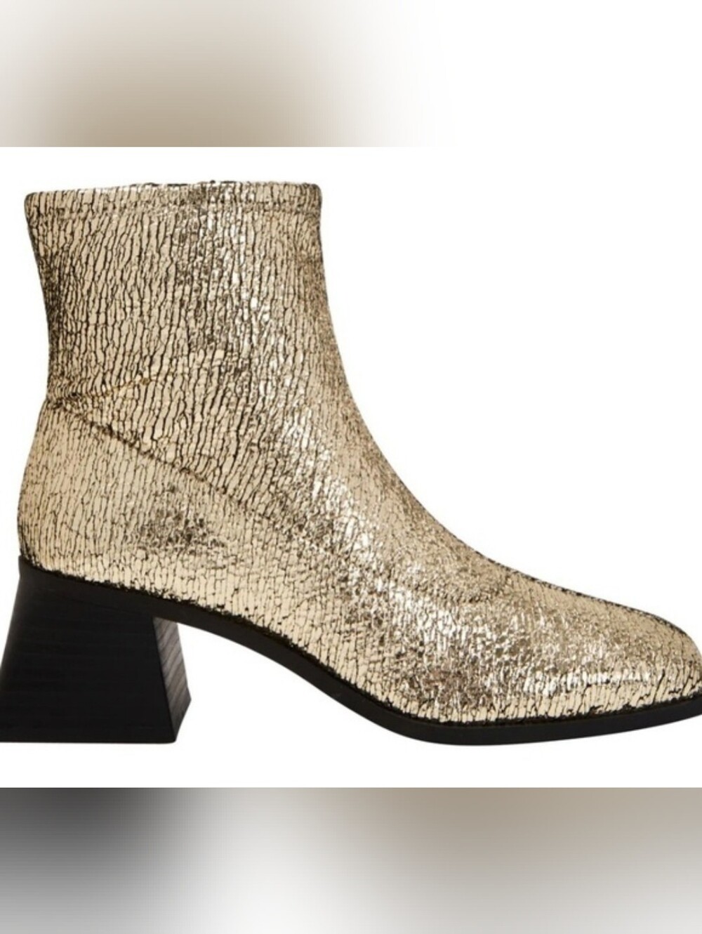 Katy Perry Gold Metallic‎ Lolette Size 7.5 Stretch Ankle Go Go Booties